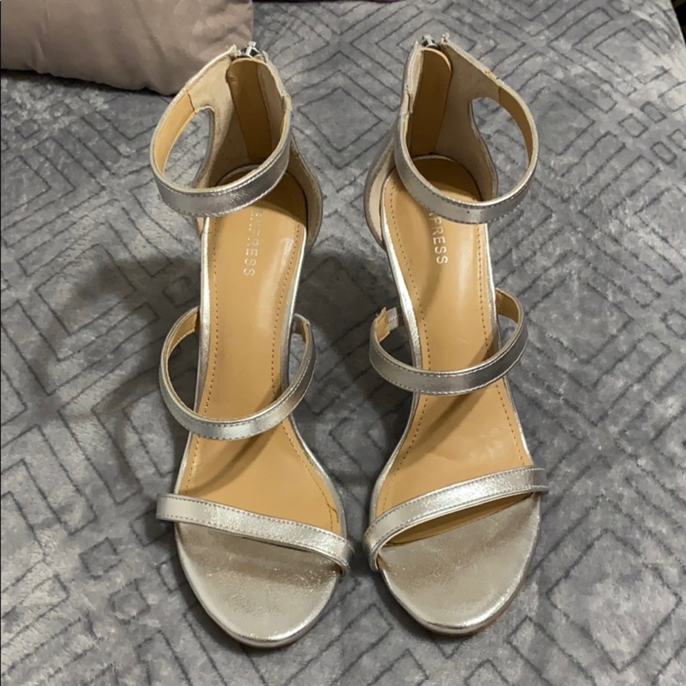 Silver strappy stilletos